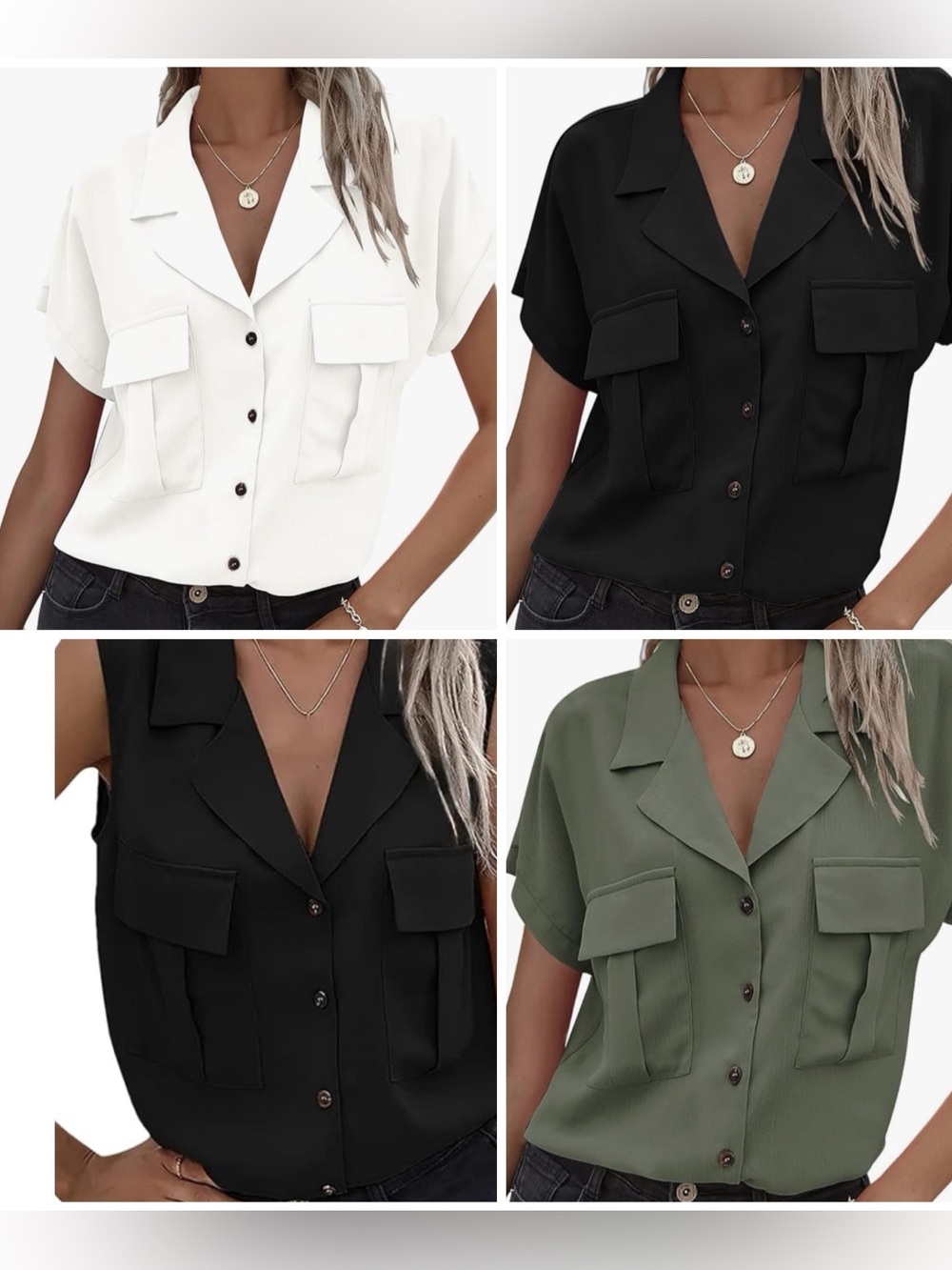 Lapel collar blouses (4 sold together)